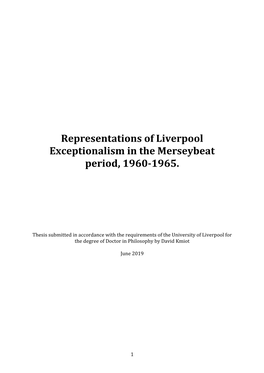 Representations of Liverpool Exceptionalism in the Merseybeat Period, 1960-1965