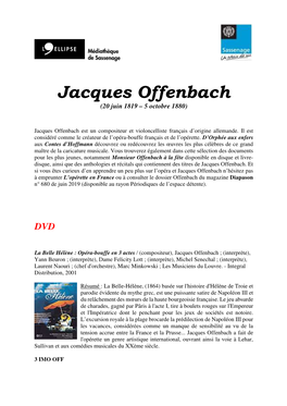 Jacques Offenbach (20 Juin 1819 – 5 Octobre 1880)