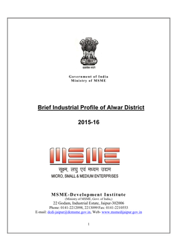 Brief Industrial Profile of Alwar District 2015-16