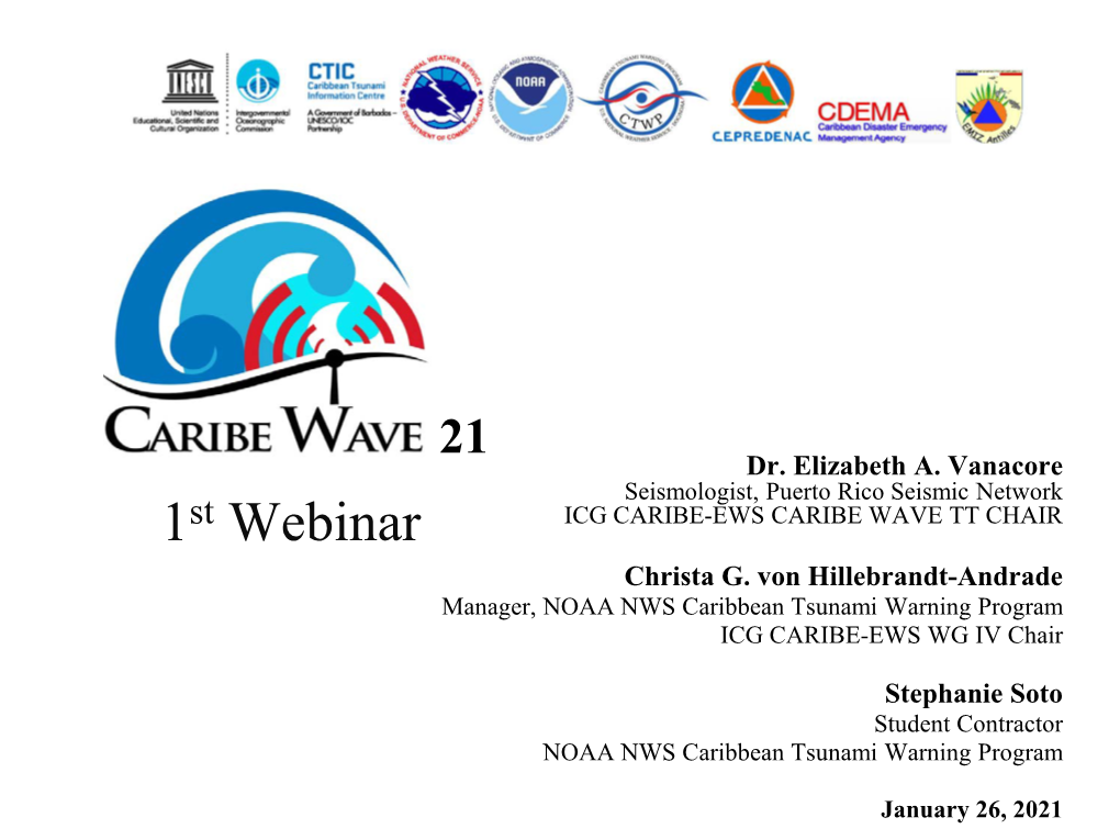 1St Webinar ICG CARIBE-EWS CARIBE WAVE TT CHAIR Christa G