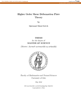 Higher Order Shear Deformation Plate Theory