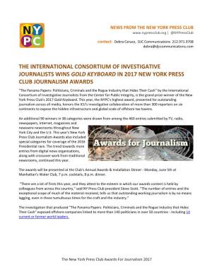 Journalism Awards Winners Press Release