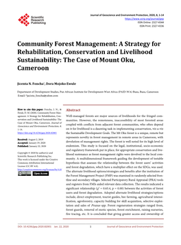 Community Forest Management: a Strategy for Rehabilitation, Conservation and Livelihood Sustainability: the Case of Mount Oku, Cameroon