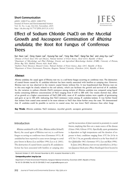 Effect of Sodium Chloride (Nacl) on the Mycelial Growth and Ascospore Germination of Rhizina Undulata, the Root Rot Fungus of Coniferous Trees