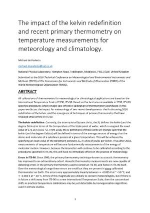 The Impact of the Kelvin Redefinition and Recent Primary Thermometry on Temperature Measurements for Meteorology and Climatology