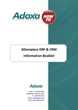 Adempiere ERP & CRM Information Booklet
