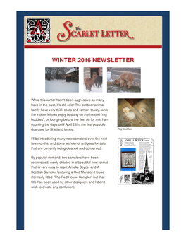 Winter 2016 Newsletter