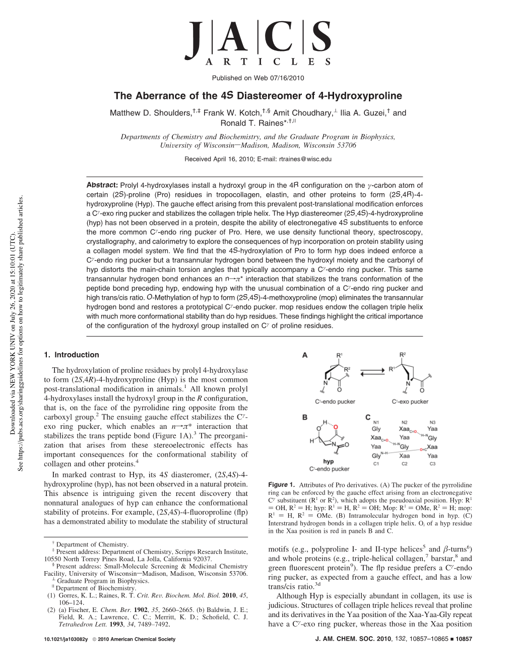 The Aberrance of the 4S Diastereomer of 4-Hydroxyproline Matthew D