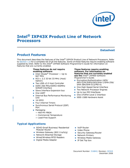 IXP43X Product Line of Network Processors Datasheet December 2008 2 Document Number: 316842; Revision: 003US Contents