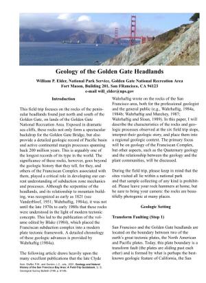 Geology of the Golden Gate Headlands William P