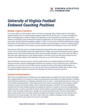 University of Virginia Football Endowed Coaching Positions