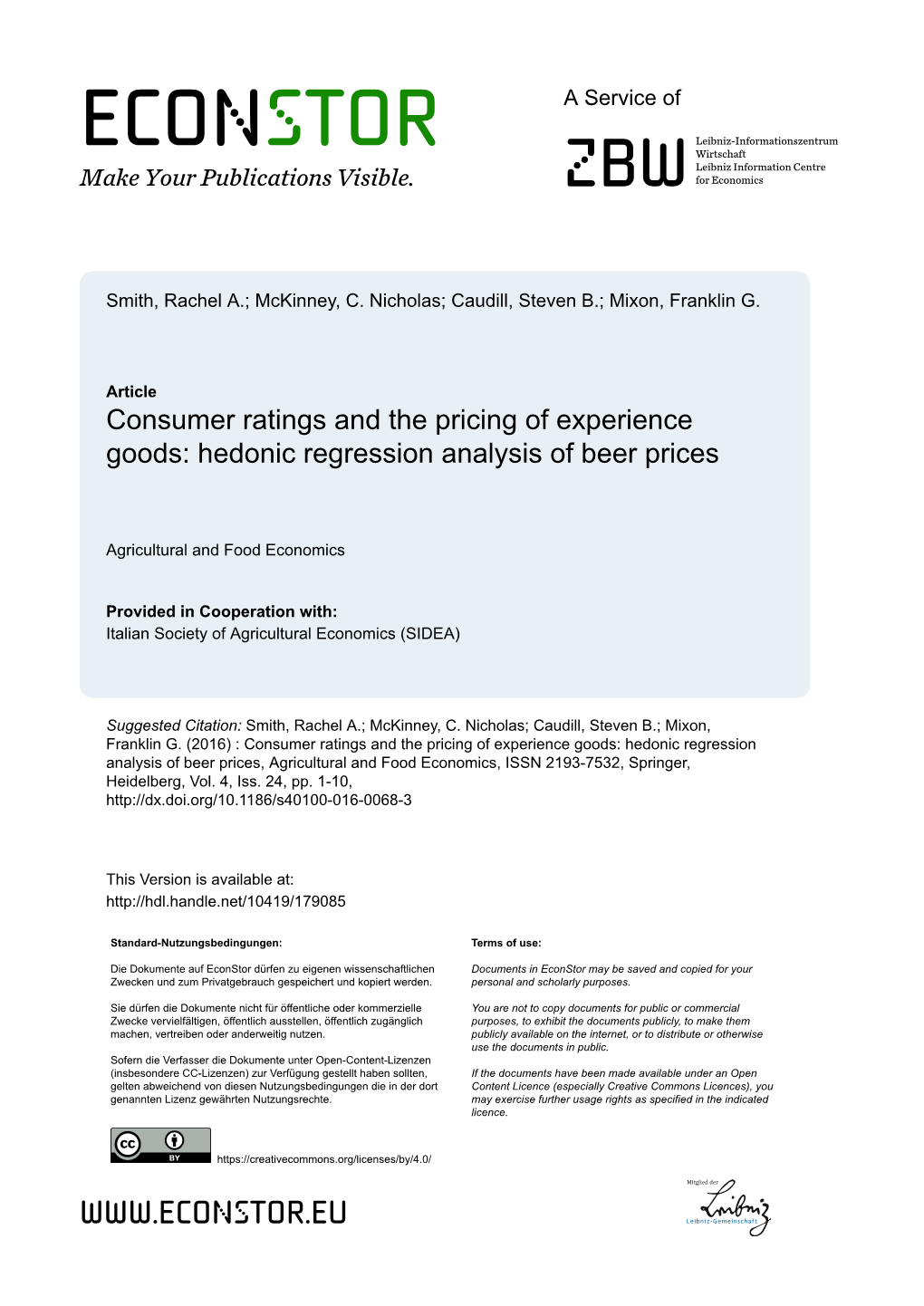 Hedonic Regression Analysis of Beer Prices