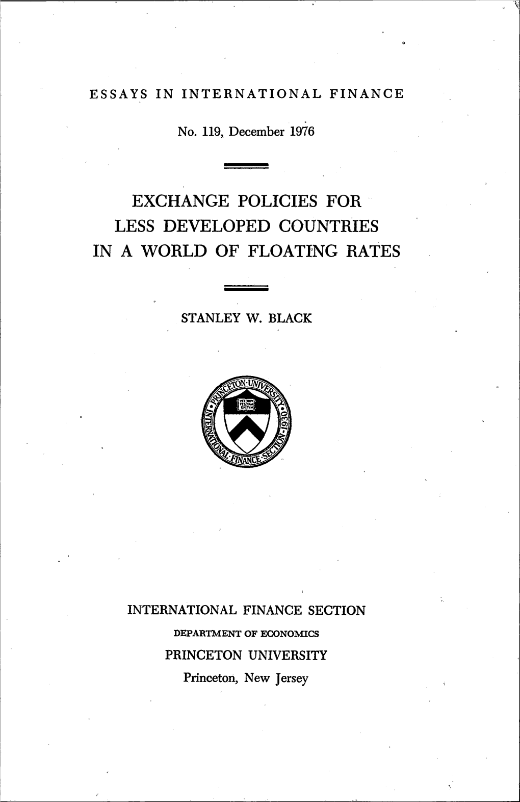 Exchange Policies for Less Developed Countries in a World of Floating Rates