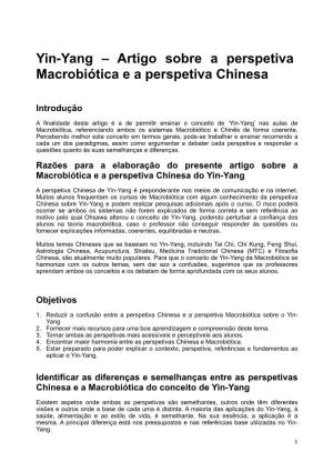 Yin-Yang – Artigo Sobre a Perspetiva Macrobiótica E a Perspetiva Chinesa