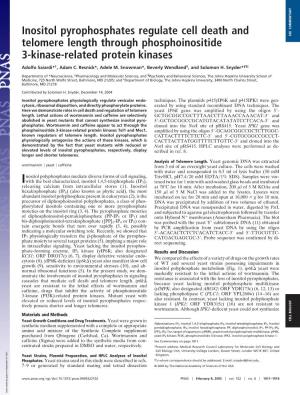 Inositol Pyrophosphates Regulate Cell Death and Telomere Length Through Phosphoinositide 3-Kinase-Related Protein Kinases