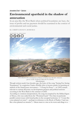 Environmental Apartheid in the Shadow of Annexation