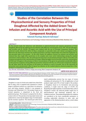 Studies of the Correlation Between the Physicochemical and Sensory