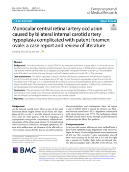 Monocular Central Retinal Artery Occlusion Caused by Bilateral