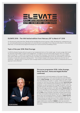 ELEVATE 2018 – the 14Th Festival Edition from February 28Th to March 4Th 2018