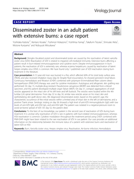 Disseminated Zoster in an Adult Patient with Extensive Burns