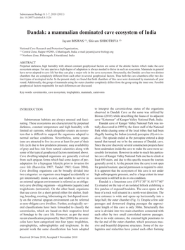 Dandak: a Mammalian Dominated Cave Ecosystem of India