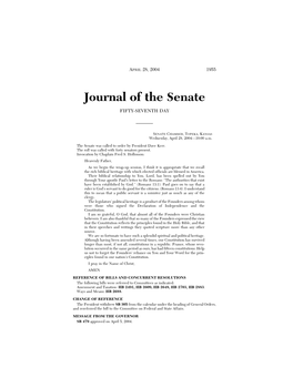 Journal of the Senate FIFTY-SEVENTH DAY