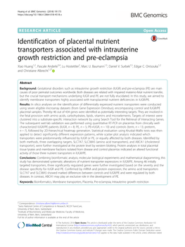 Identification of Placental Nutrient Transporters Associated With