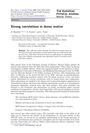 Strong Correlations in Dense Matter
