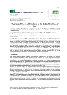 Influences of Chemical Pollutants to the Biota of the Caspian