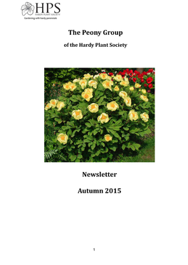 The Peony Group Newsletter Autumn 2015