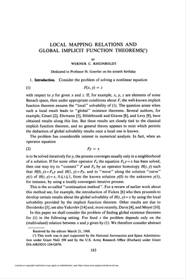 Local Mapping Relations and Global Implicit Function Theoremsc)