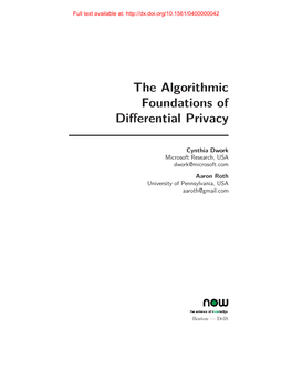 The Algorithmic Foundations of Differential Privacy