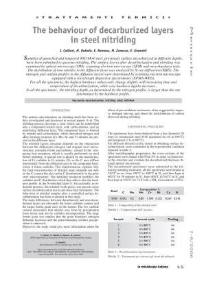The Behaviour of Decarburized Layers in Steel Nitriding