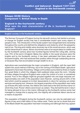 Conflict and Upheaval: England 1337-1381 England in the Fourteenth Century