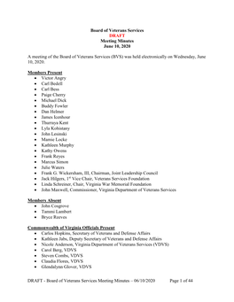 DRAFT Meeting Minutes June 10, 2020