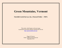 Green Mountains, Vermont Postcard Folder, 1940S