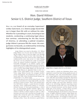 Hon. David Hittner Senior U.S. District Judge, Southern District of Texas