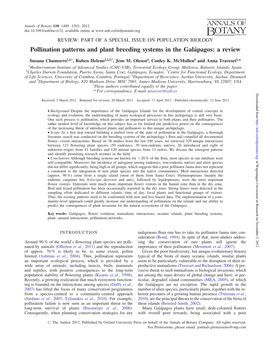 Pollination Patterns and Plant Breeding Systems in the Galápagos