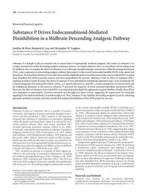 Substance P Drives Endocannabinoid-Mediated Disinhibition in a Midbrain Descending Analgesic Pathway