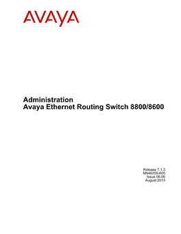Administration Avaya Ethernet Routing Switch 8800/8600