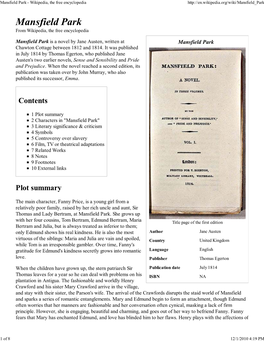 Mansfield Park - Wikipedia, the Free Encyclopedia