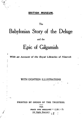 Babylonianstory of the Deluge Epic of Gilgamish