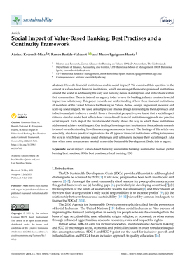 Social Impact of Value-Based Banking: Best Practises and a Continuity Framework