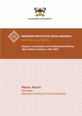 Kenya's Constitution and Institutional Reforms After Political Violence 1991