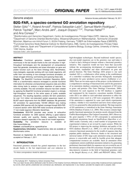 B2G-FAR, a Species-Centered GO Annotation Repository