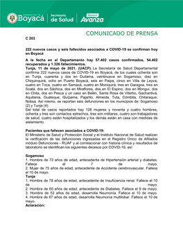 Comunicado De Prensa C 203