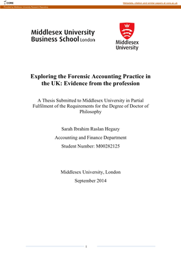 Forensic Accounting Practice in the UK: Evidence from the Profession