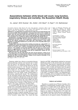 Associations Between White Blood Cell Count, Lung Function, Respiratory Illness and Mortality: the Busselton Health Study