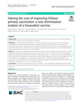 Valuing the Cost of Improving Chilean Primary Vaccination: a Cost Minimization Analysis of a Hexavalent Vaccine