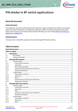 PIN Diodes in RF Switch Applications